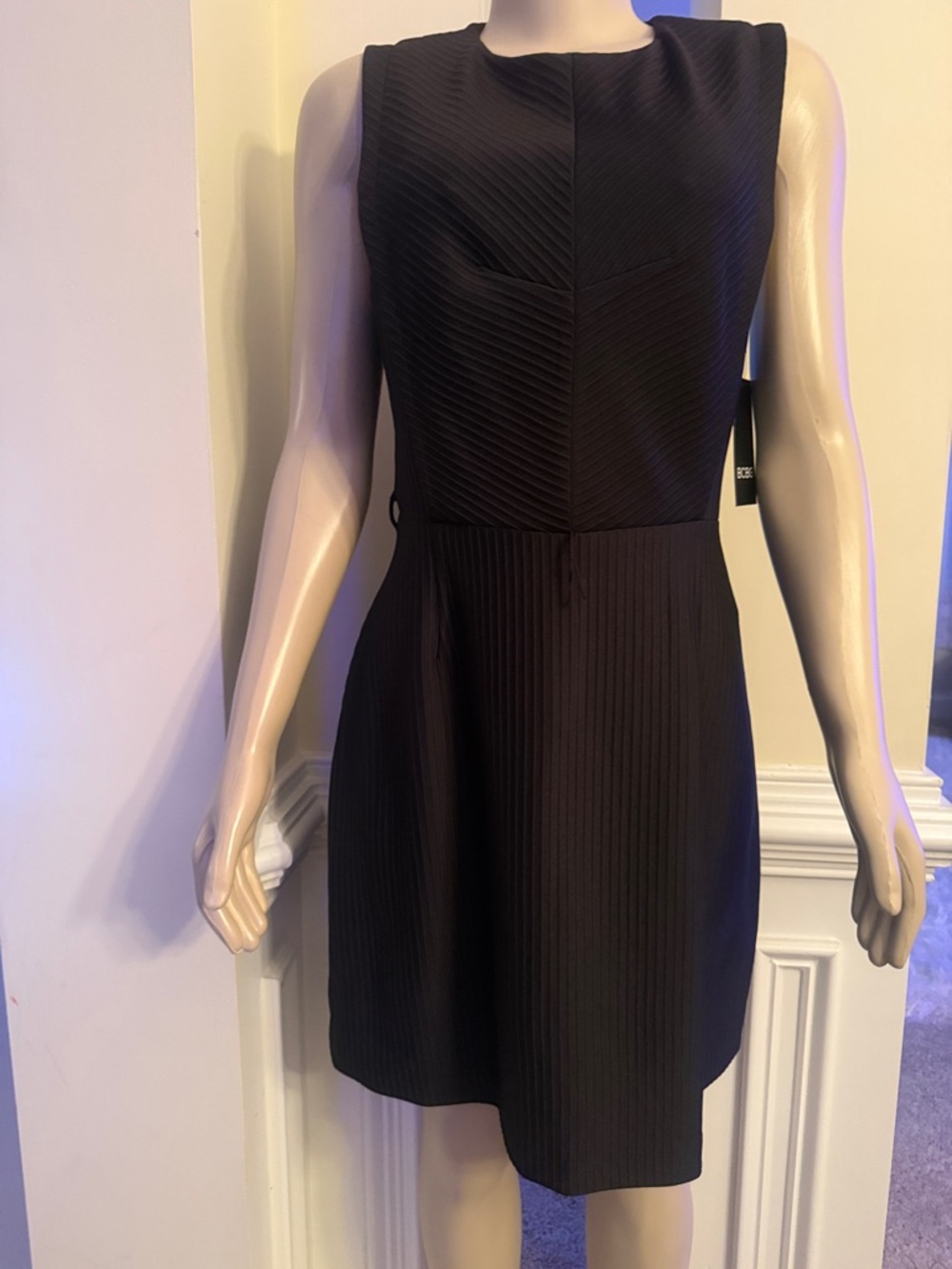 BCBG Black Textured Sleeveless Mini Dress